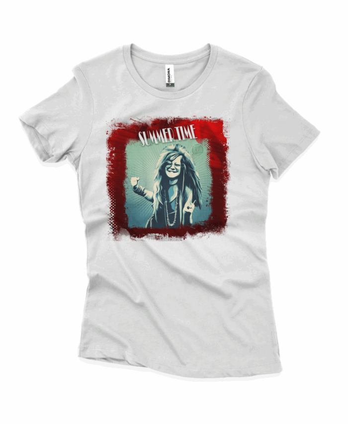 Camiseta baby long Janis Joplin Summer Time (Cenário-pop) - Imagem 2