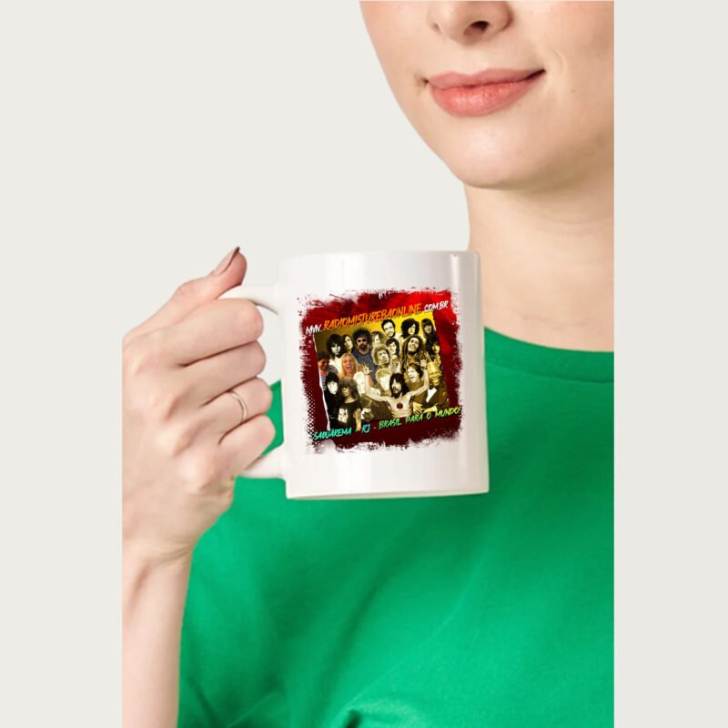 Caneca de porcelana branca - Galera Mistureba (Cenário-pop)