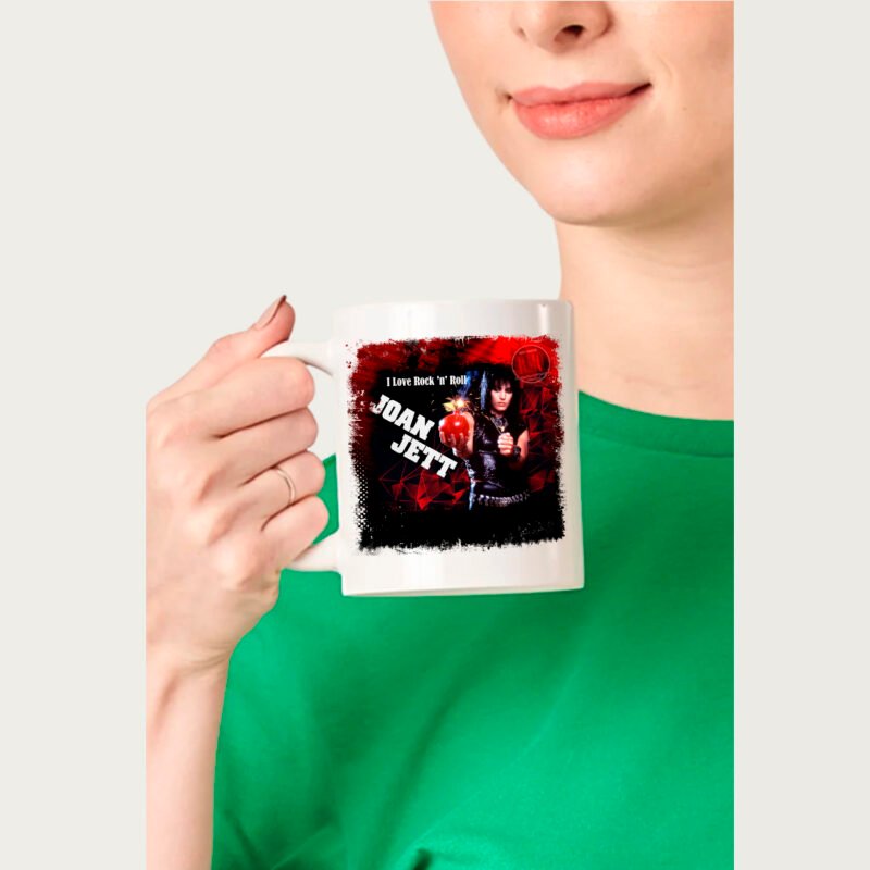 Caneca de porcelana branca -  Joan Jett  (Cenário-pop)