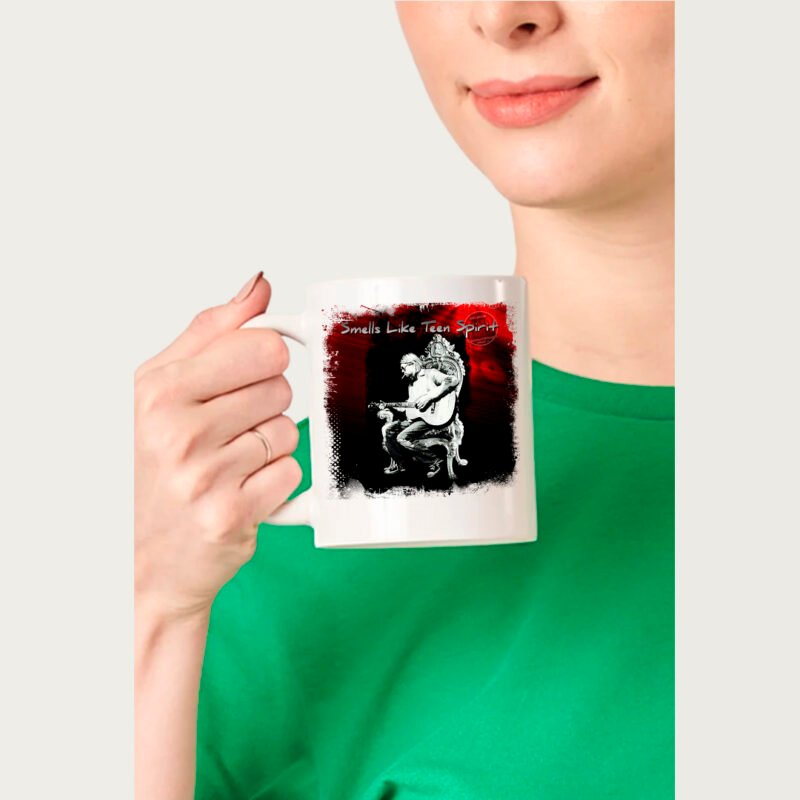 Caneca de porcelana branca - Kurt Cobain (Cenário-pop)