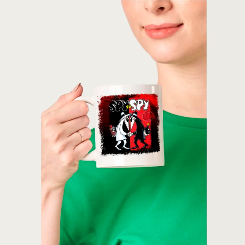 Caneca de porcelana branca - SPY vs SPY  (Cenário-pop)