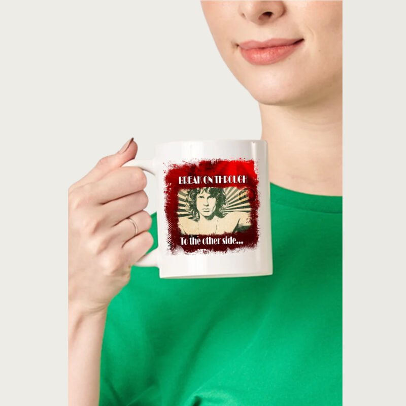 Caneca de porcelana branca -  The Doors “Light My Fire” (Cenário Pop)