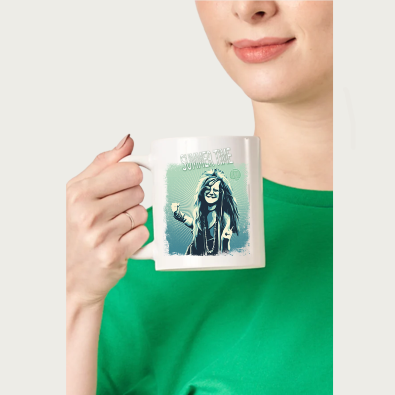 Caneca de porcelana branca - Janes Joplin (Cenário Pop)