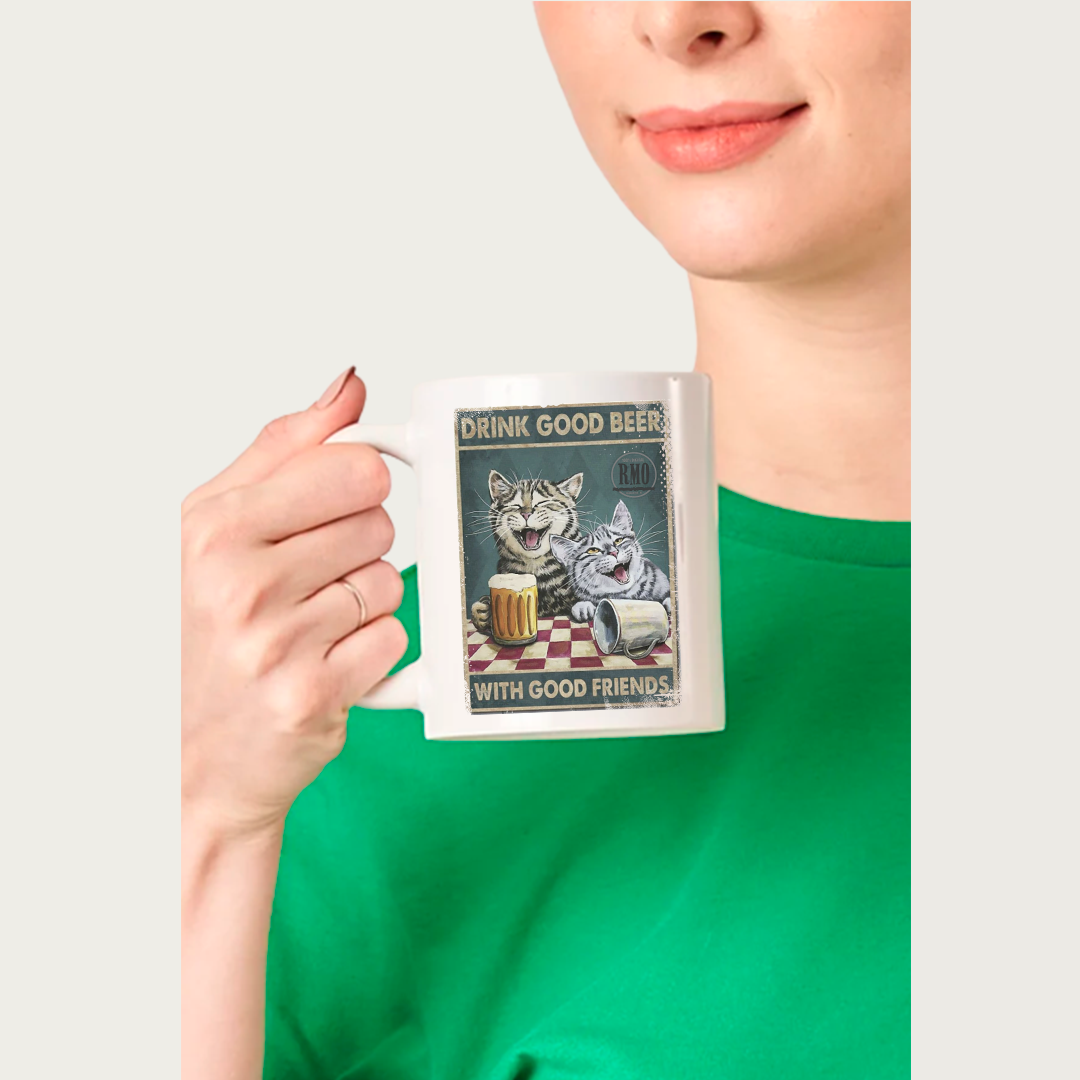 Caneca porcelana Meus bons amigos gatos!